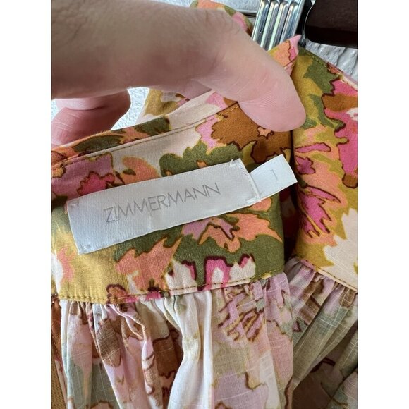 Zimmermann Twist Waist Skirt In Colorful Floral Midi Size 1 | US 6 - Picture 10 of 13